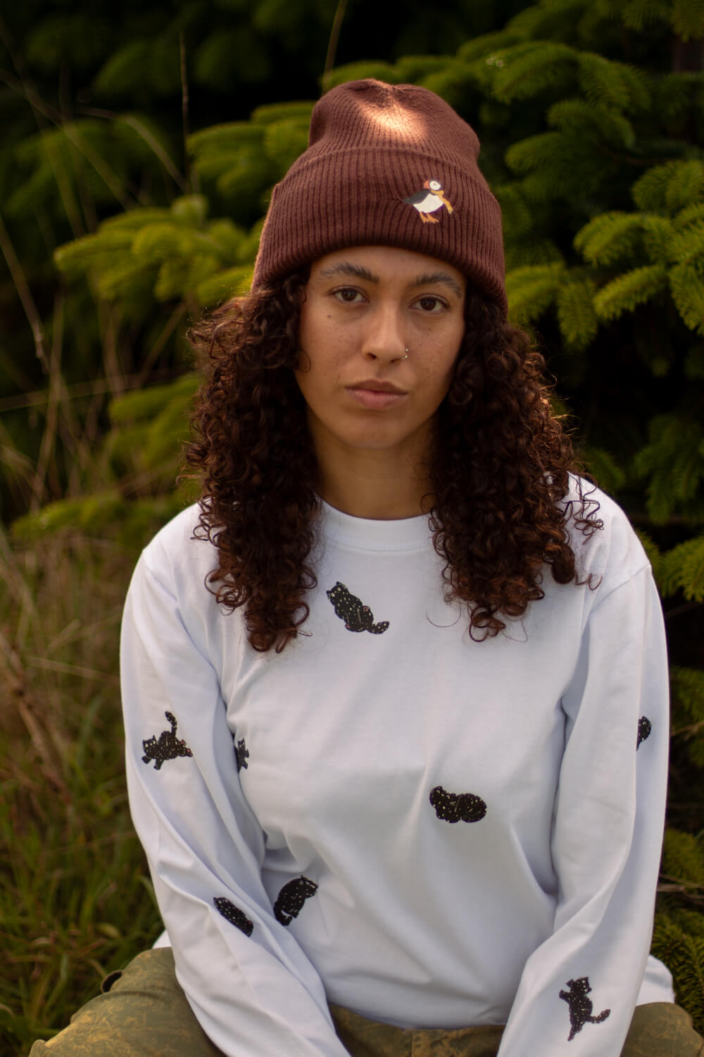 Snowy cats oversized top