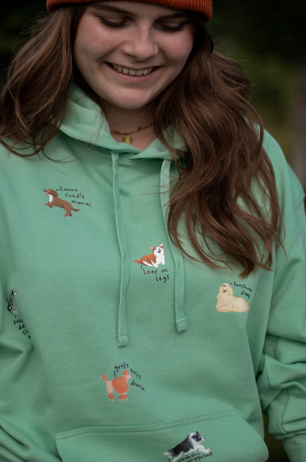 Dog Breeds Oversized Hoodie, quirky phrases edition