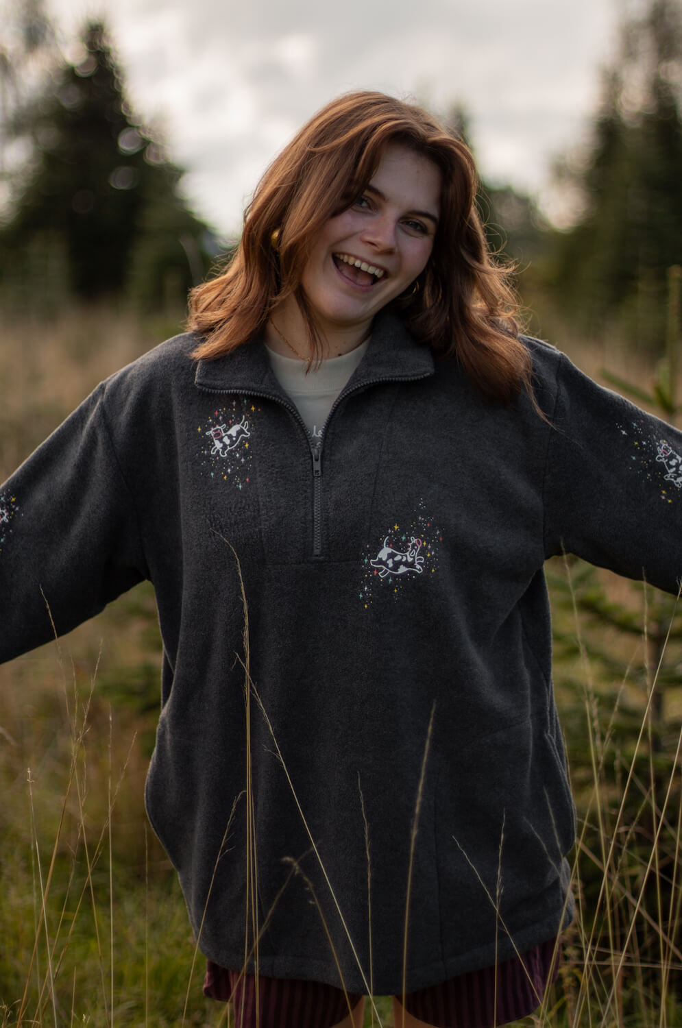 Floating cows 3/4 zip fleece