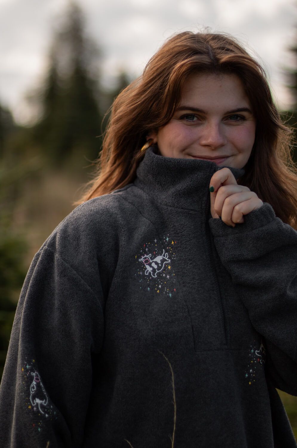 Floating cows 3/4 zip fleece