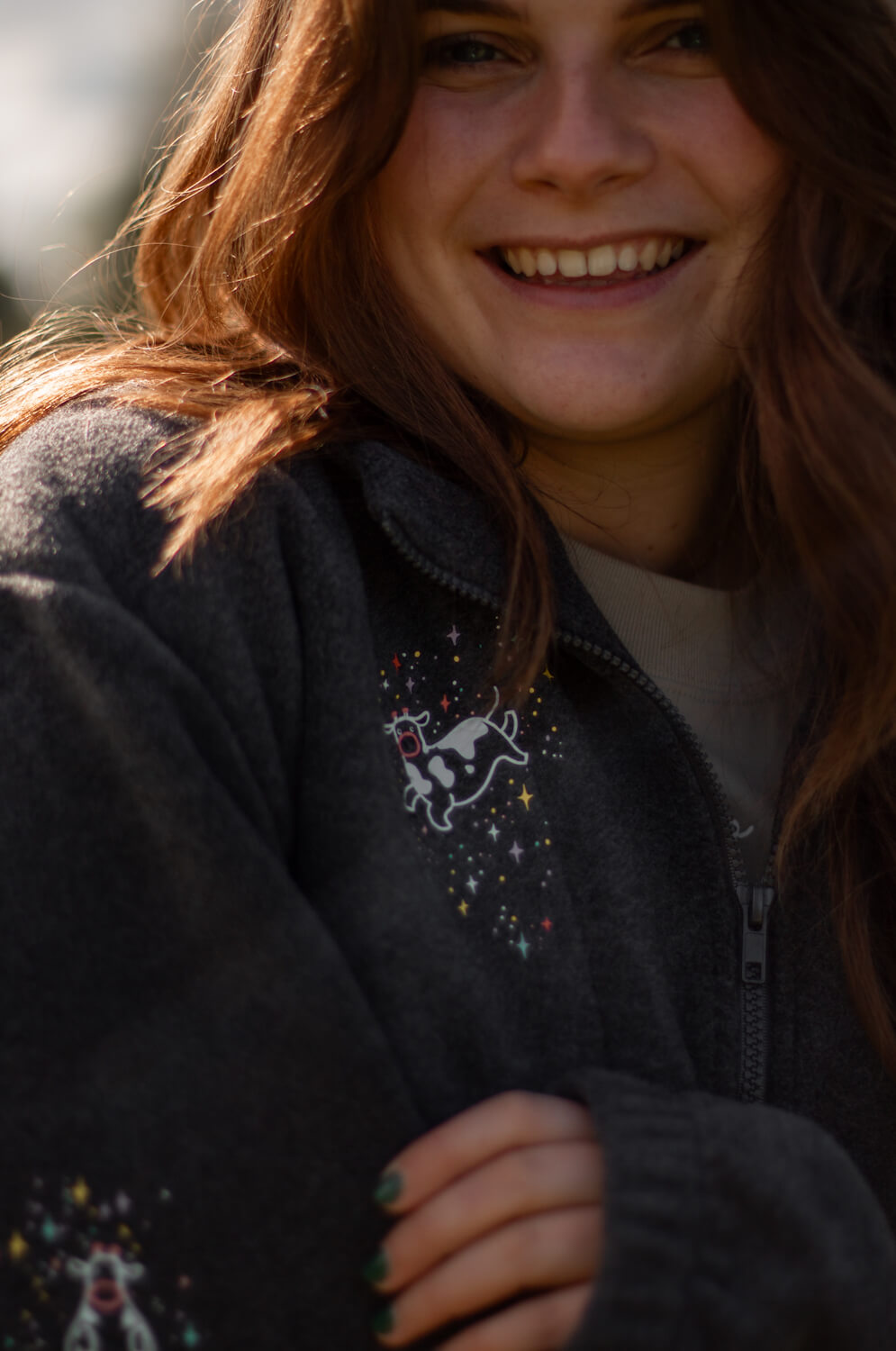 Floating cows 3/4 zip fleece