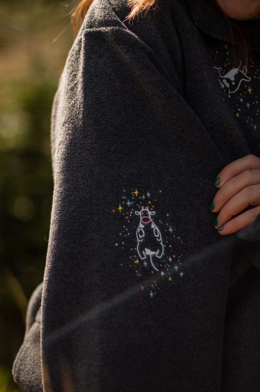 Floating cows 3/4 zip fleece