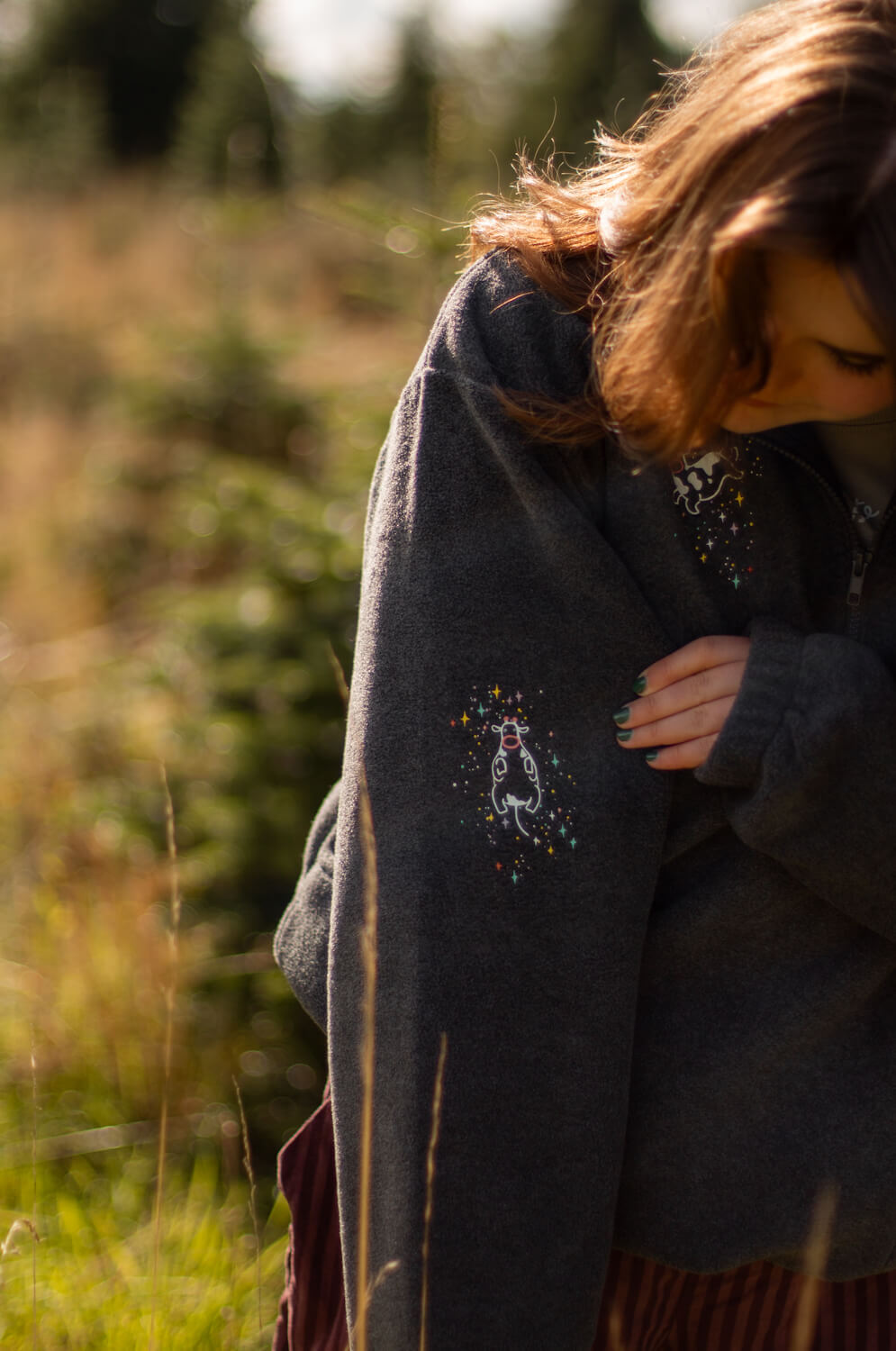 Floating cows 3/4 zip fleece