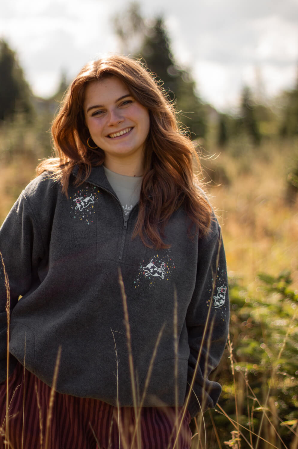 Floating cows 3/4 zip fleece