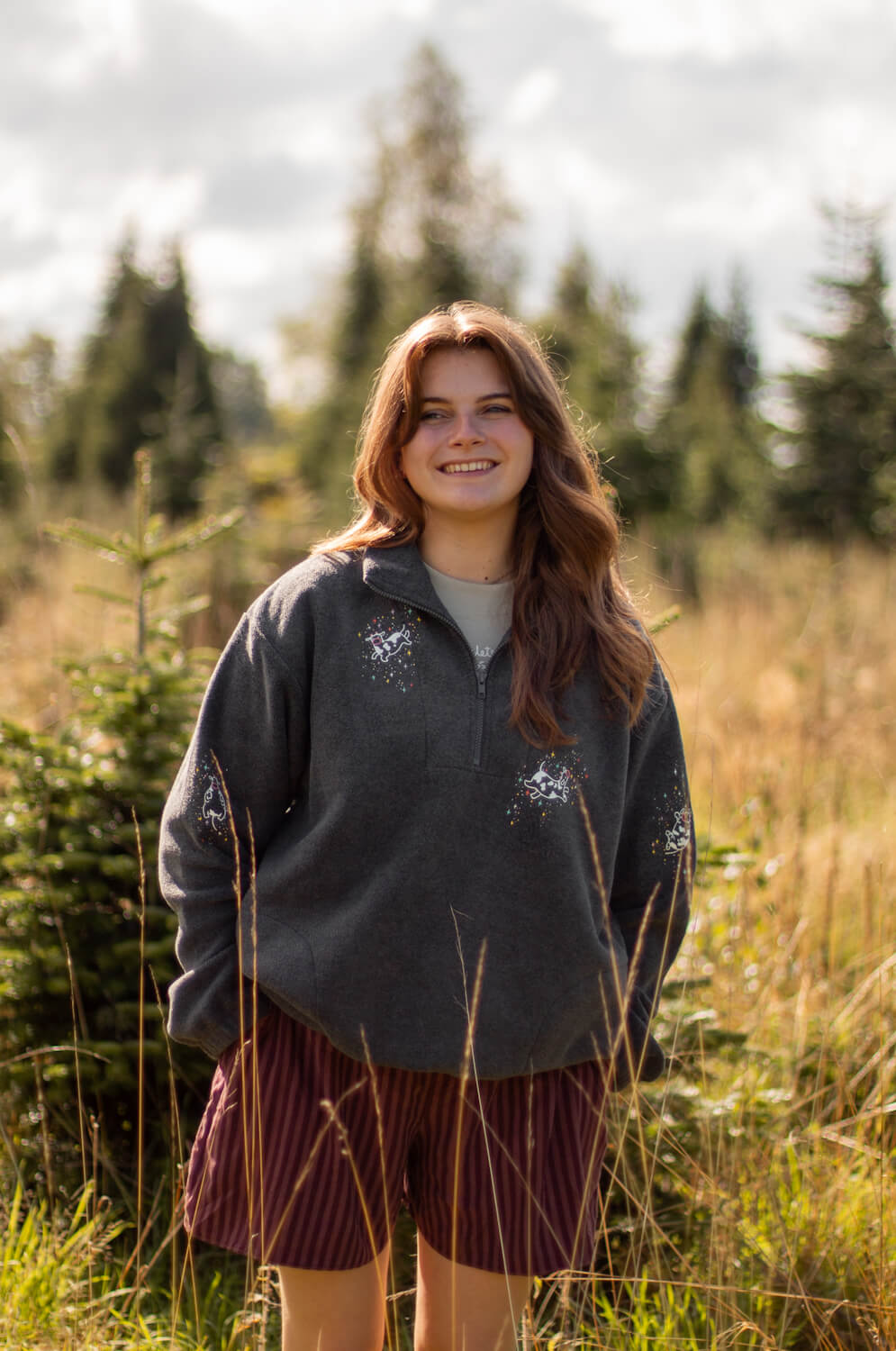 Floating cows 3/4 zip fleece
