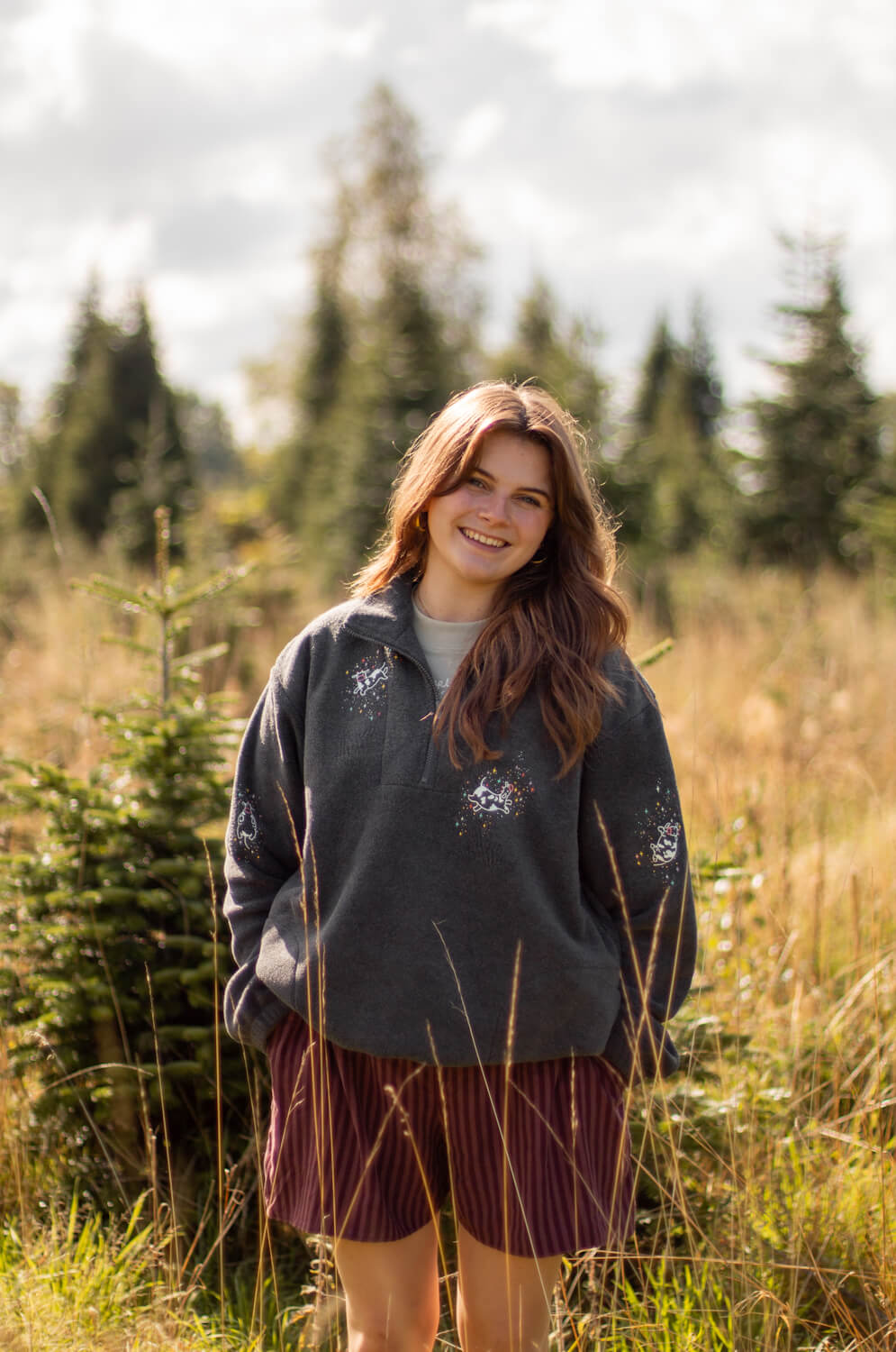 Floating cows 3/4 zip fleece