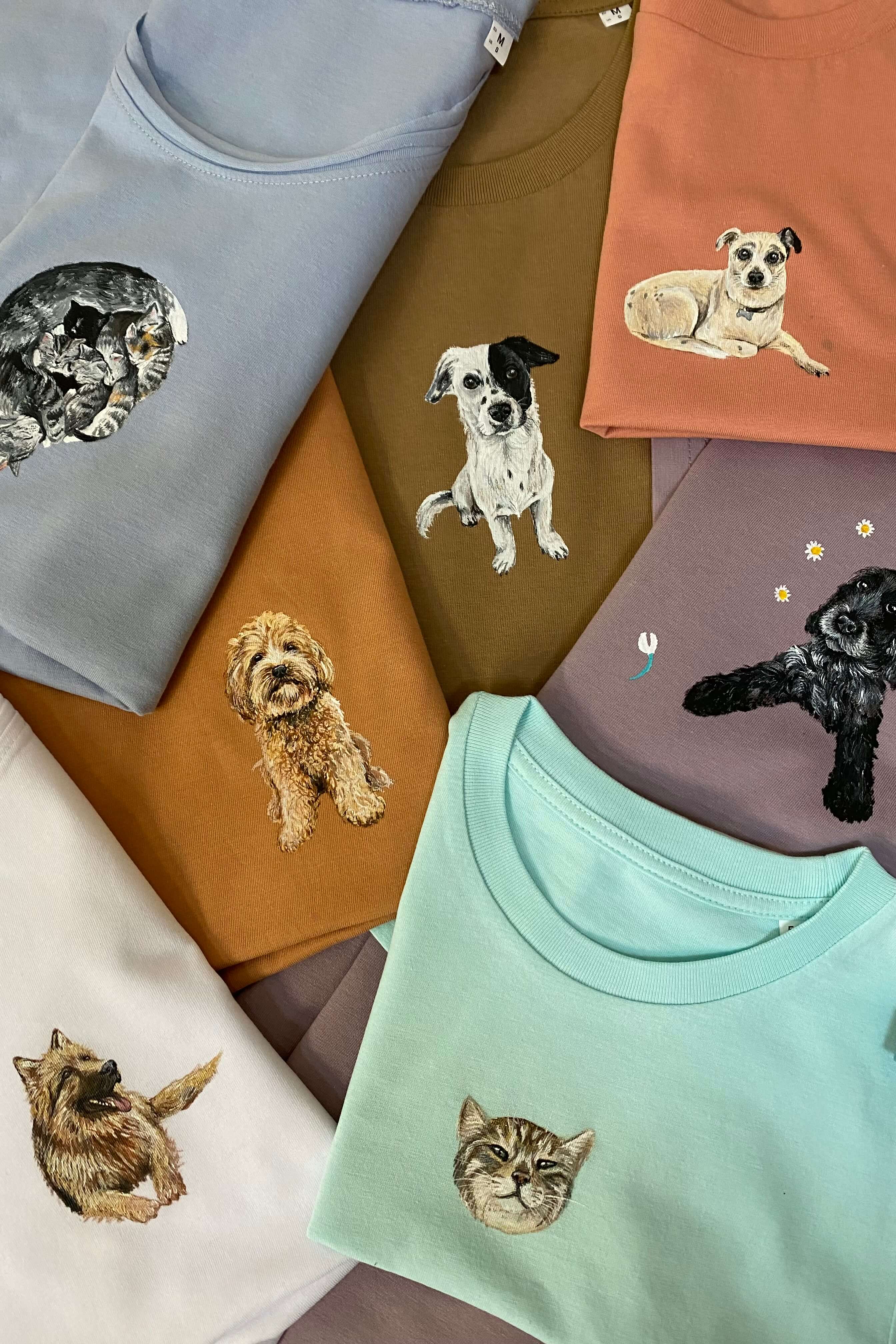 Custom painted pet portrait T-shirt 