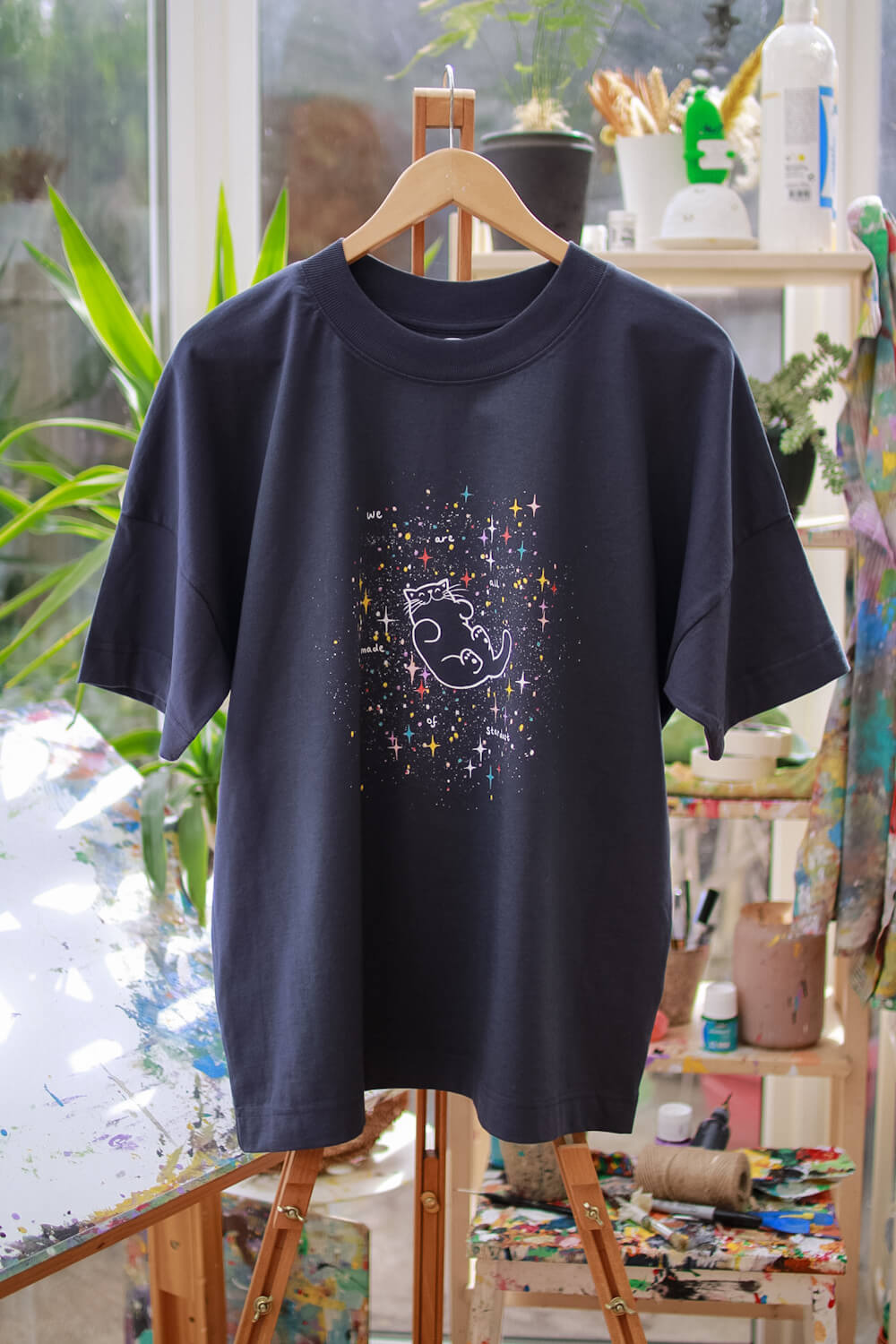 Stardust cat, oversized T-shirt