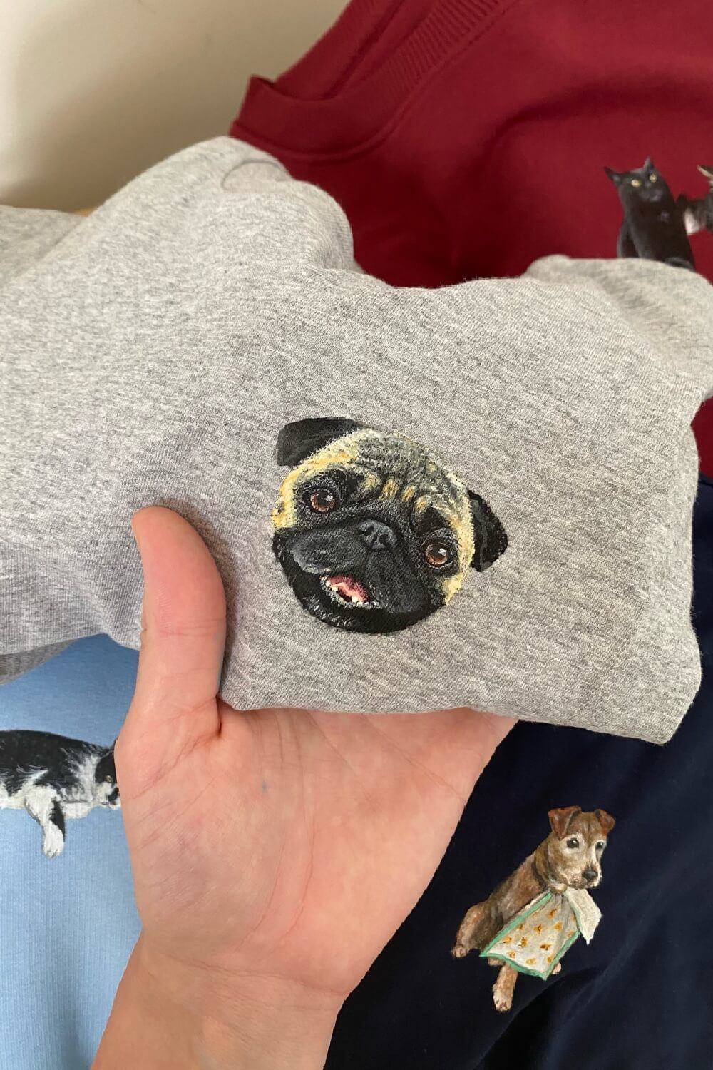 Custom Hand Painted Pet Portrait Sweatshirt UK only