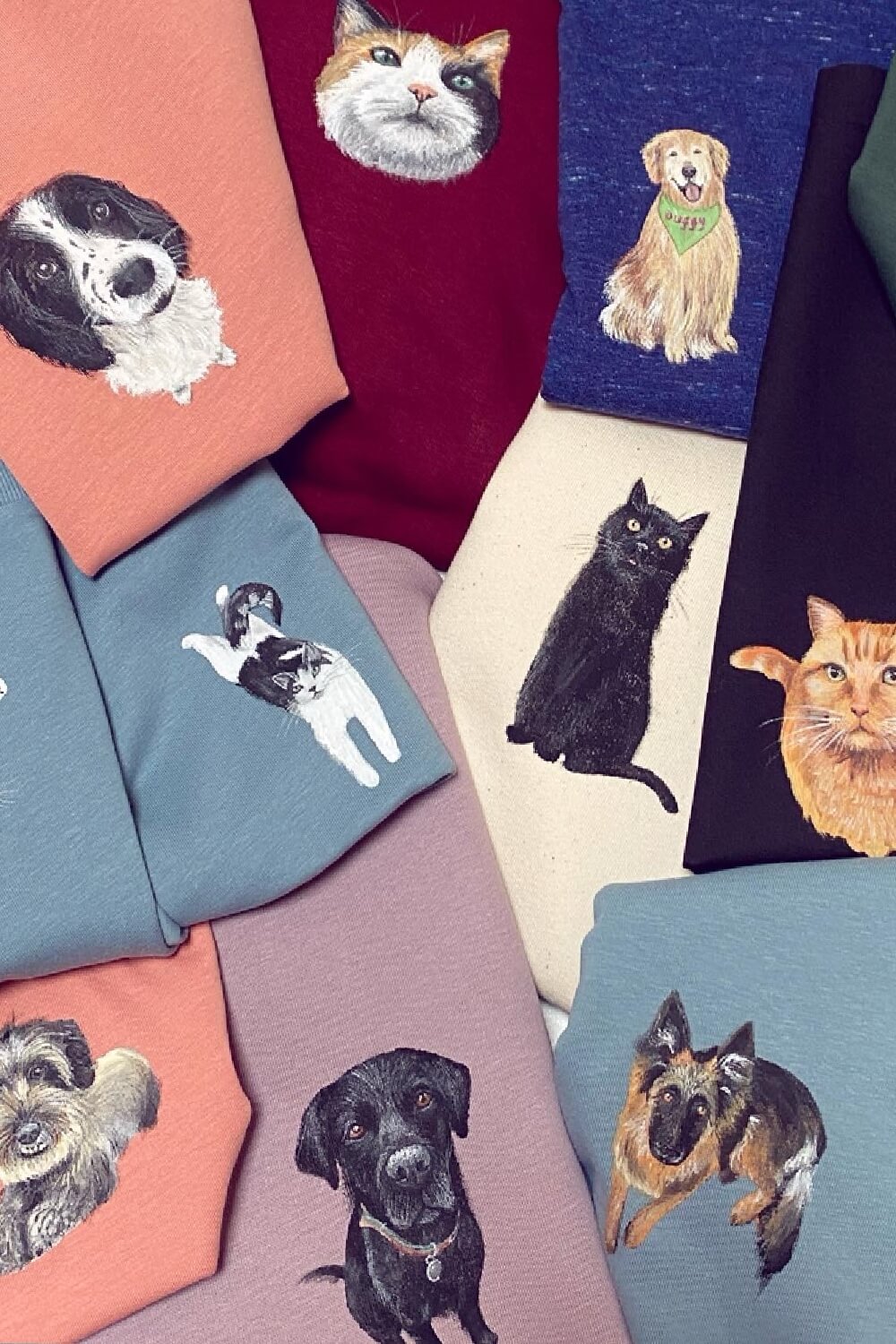 Custom Hand Painted Pet Portrait T-shirt UK only