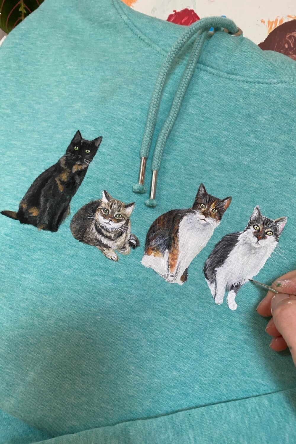 Custom Hand Painted Pet Portrait T-shirt UK only