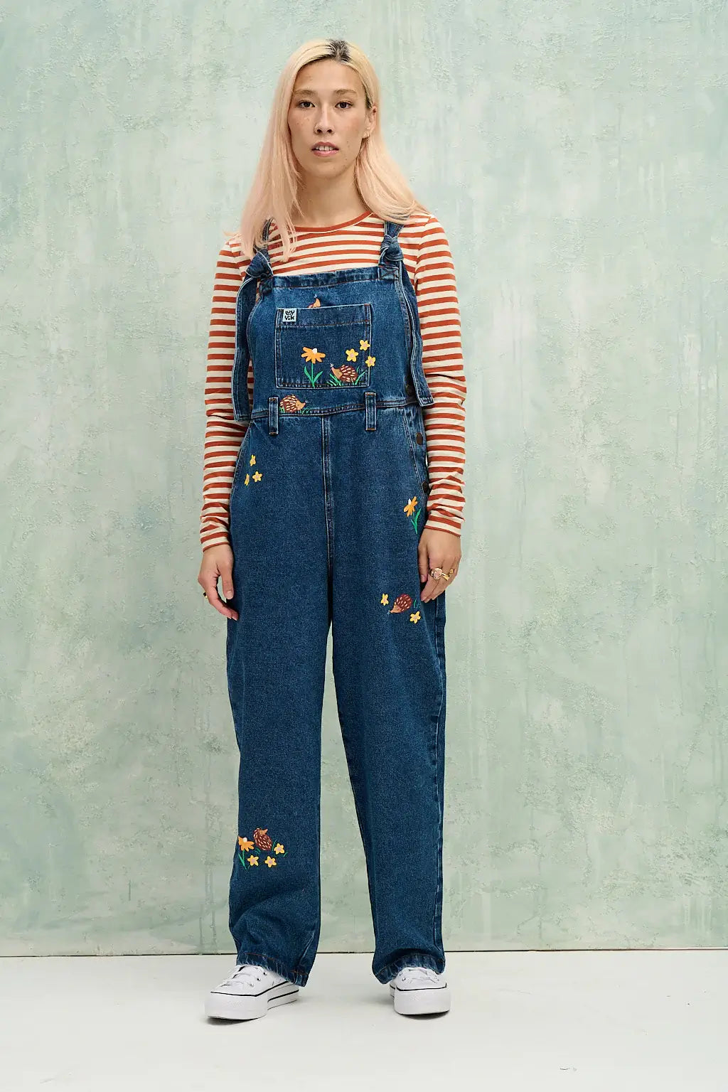 Hand painted hedgehog custom dungarees