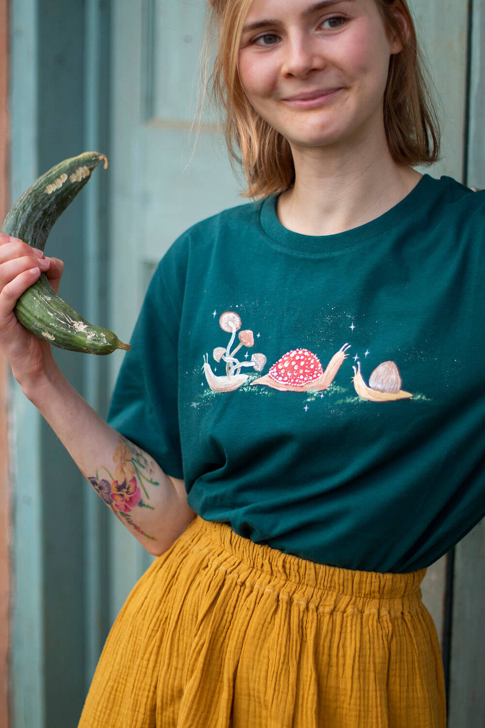 Hand painted snail mushrooms T-shirt
