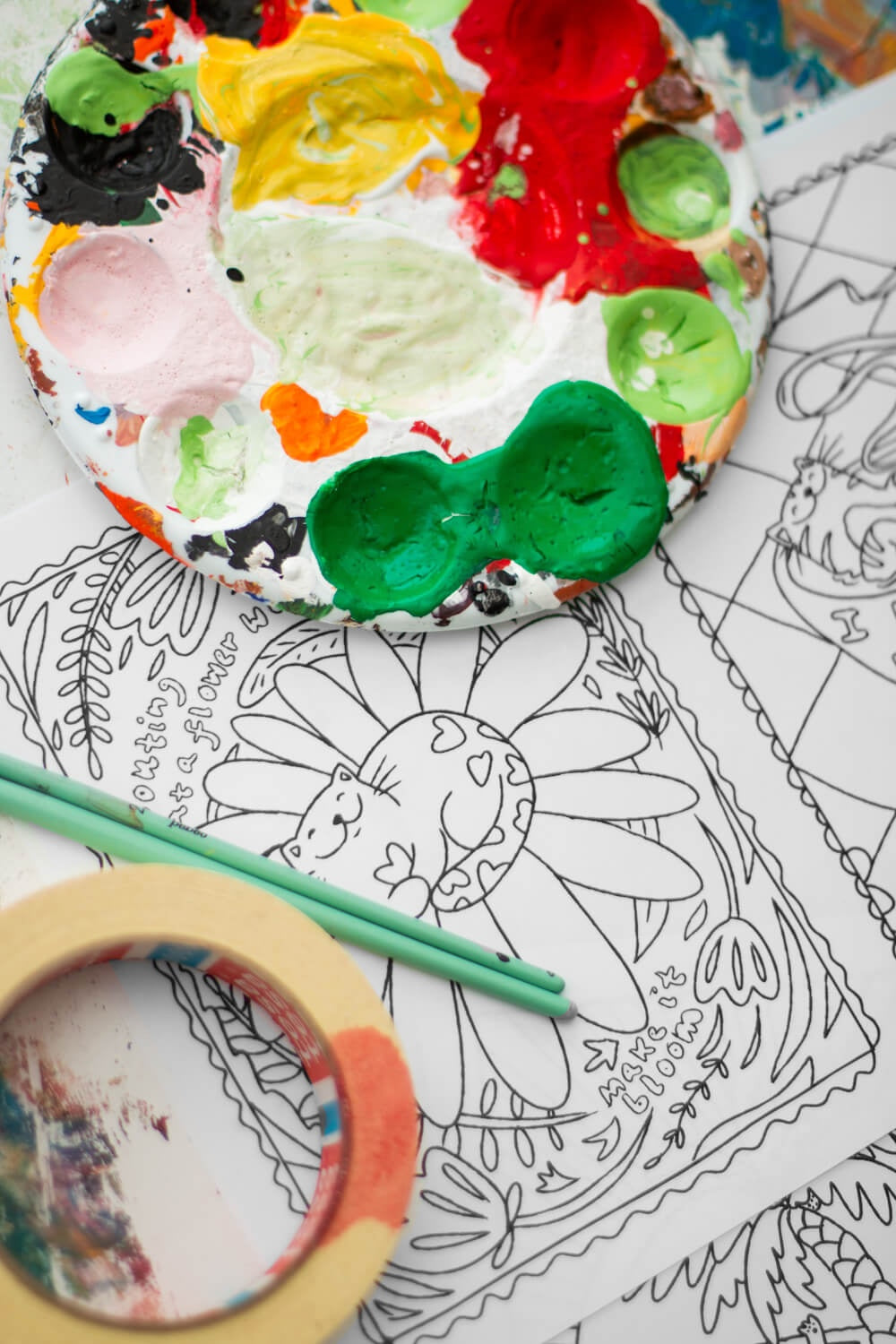 Pack of 4 Colouring sheets: Katie Budenberg Insomnia Collection, for Alzheimer’s Research UK