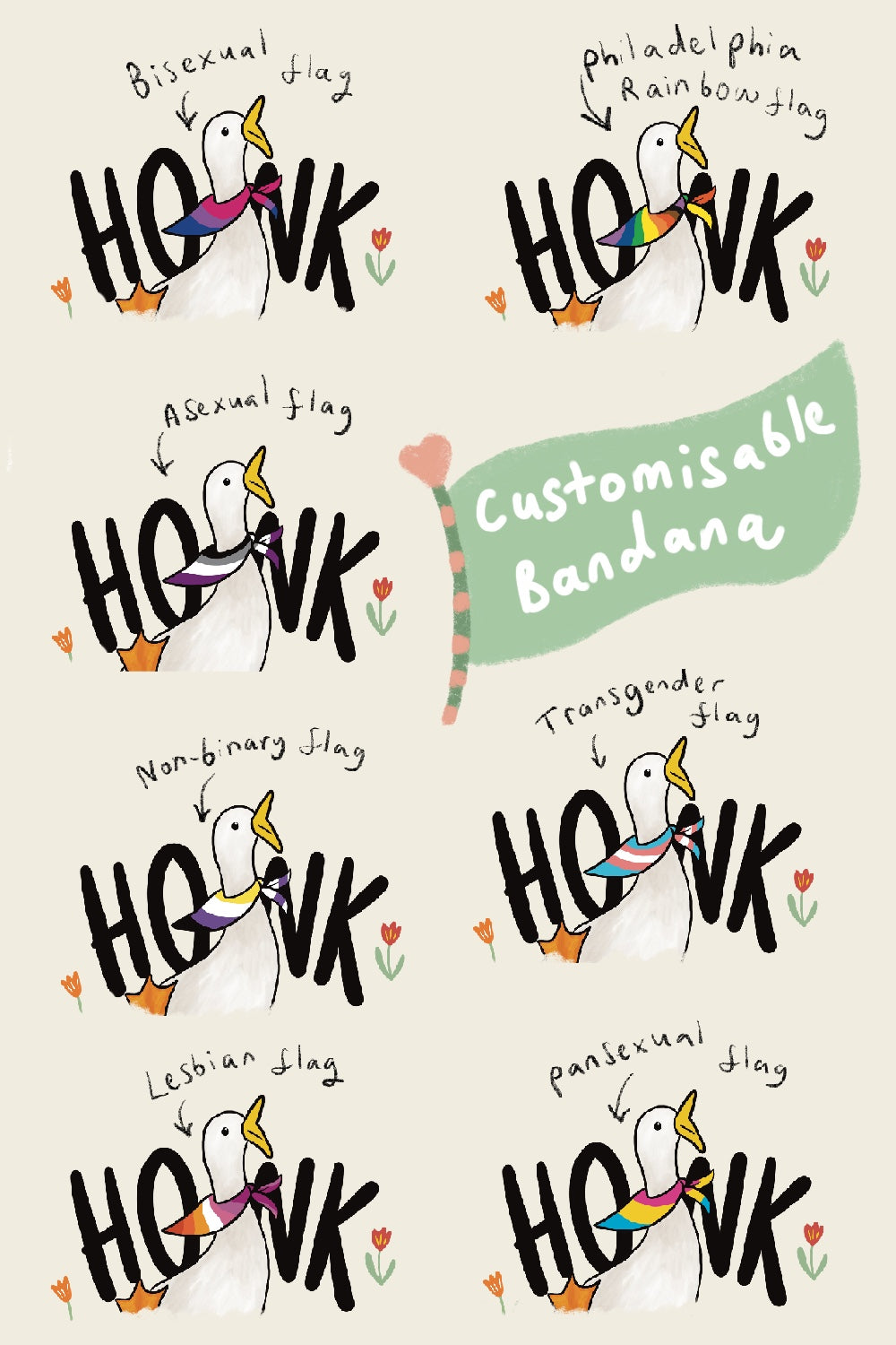 Honk Pride Charity Tee, Cream