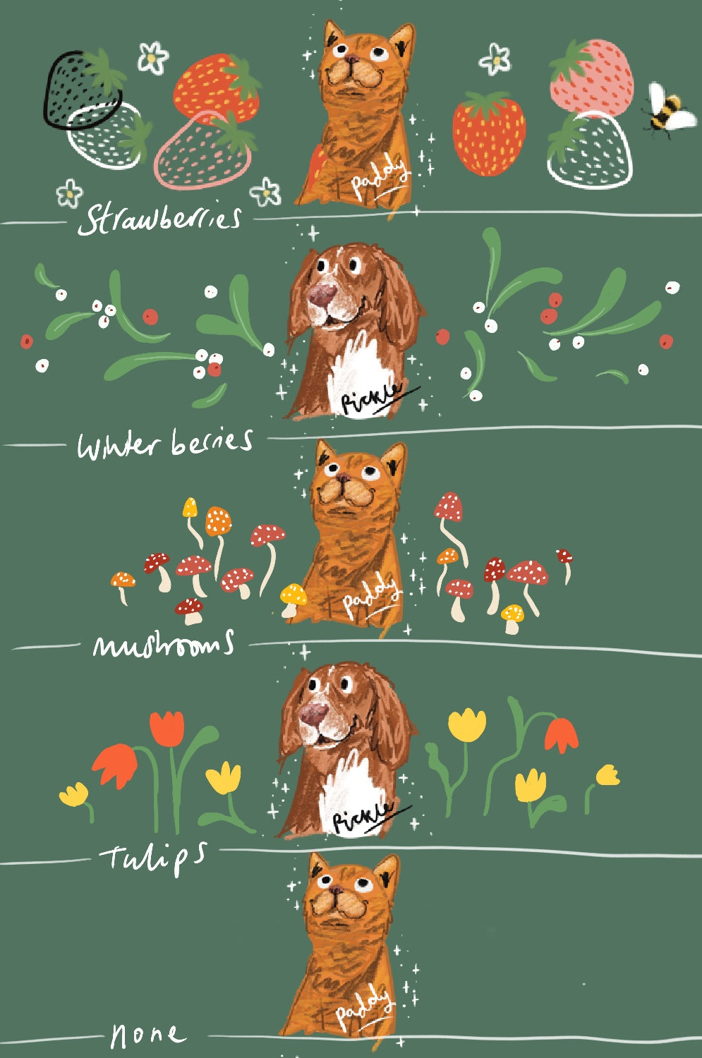 Custom Illustrated pet portrait 3/4 zip fleece