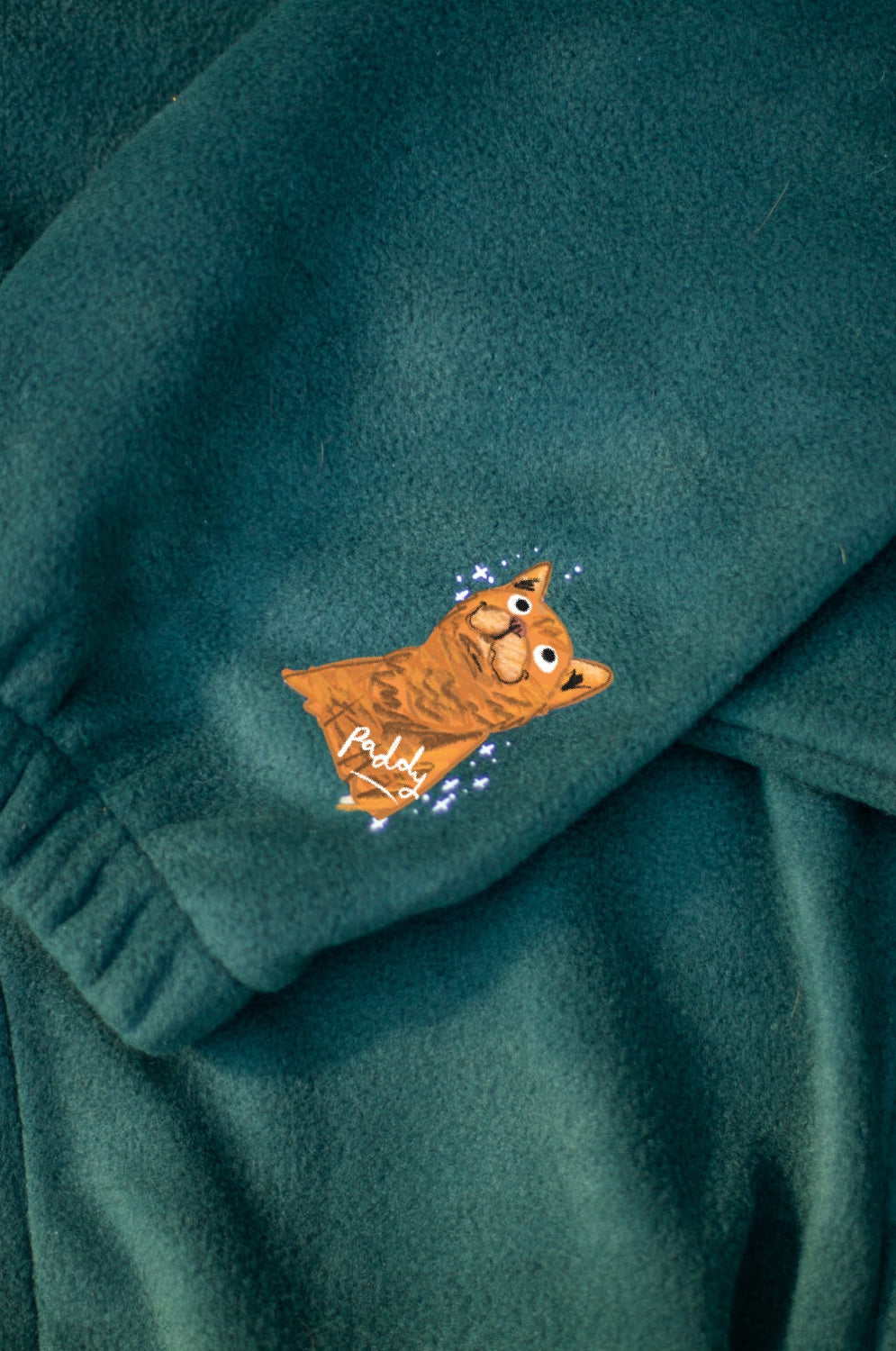 Custom Illustrated pet portrait 3/4 zip fleece