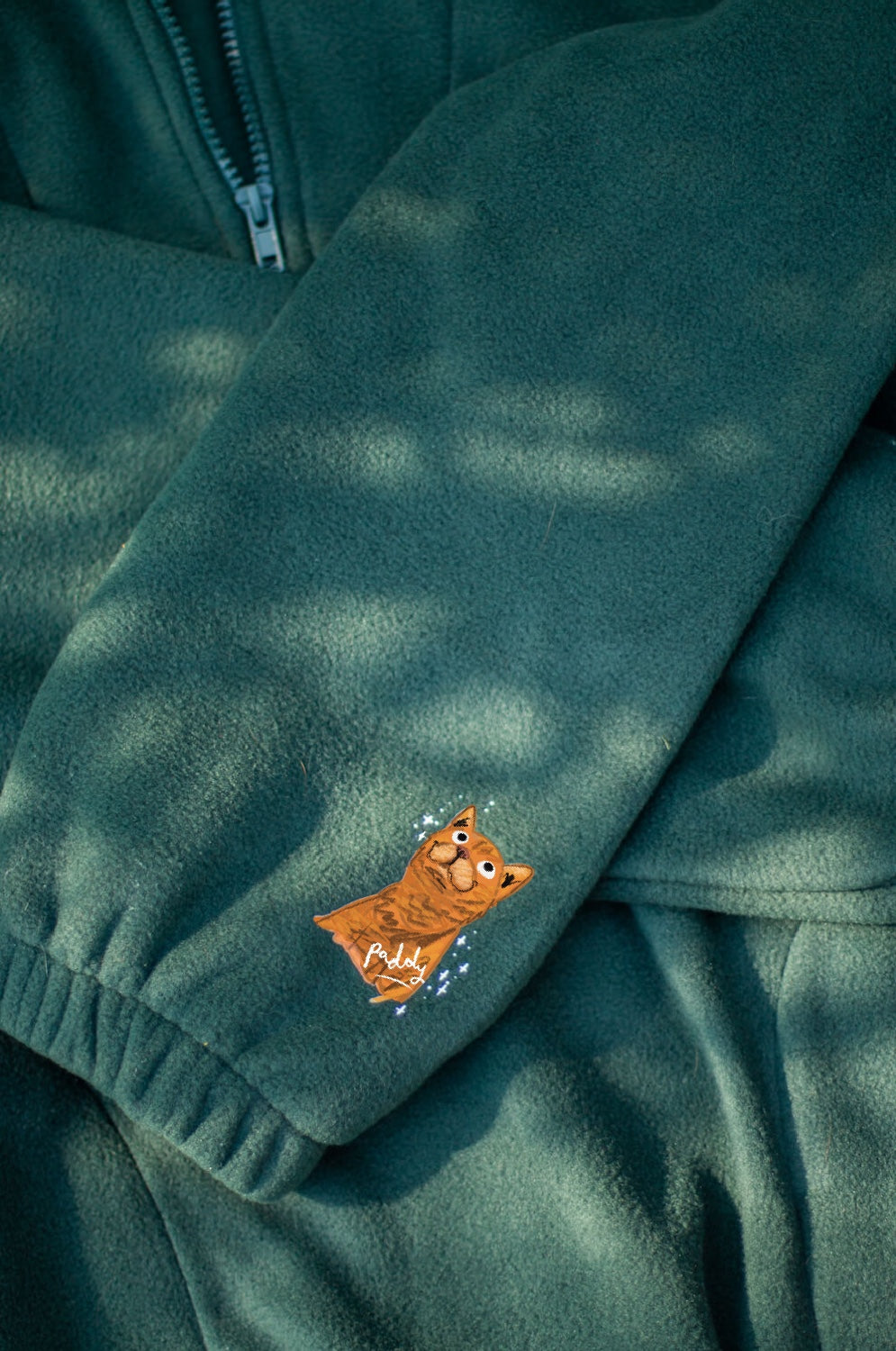 Custom Illustrated pet portrait 3/4 zip fleece