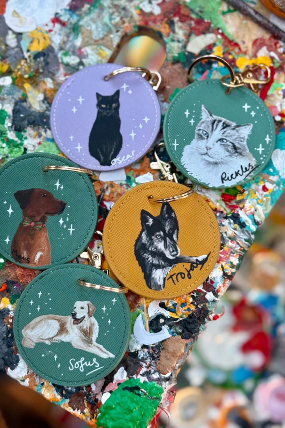 Custom Illustrated Pet Portrait Key Ring