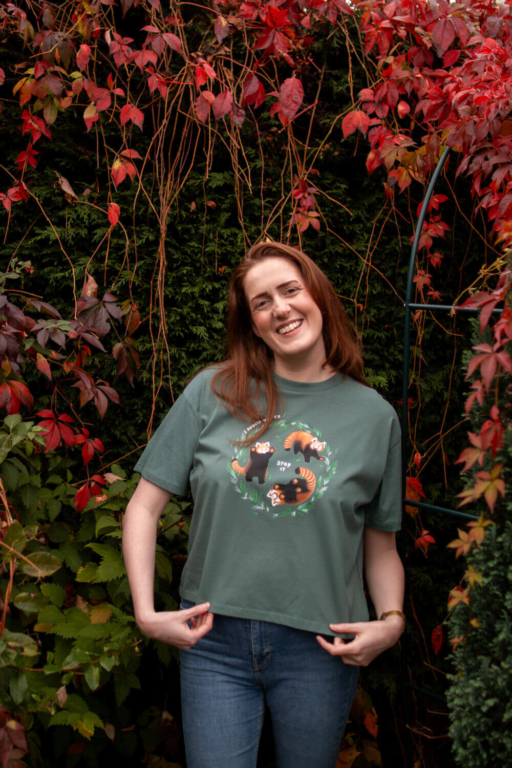 Red pandas, stop it, boxy-fit t-shirt