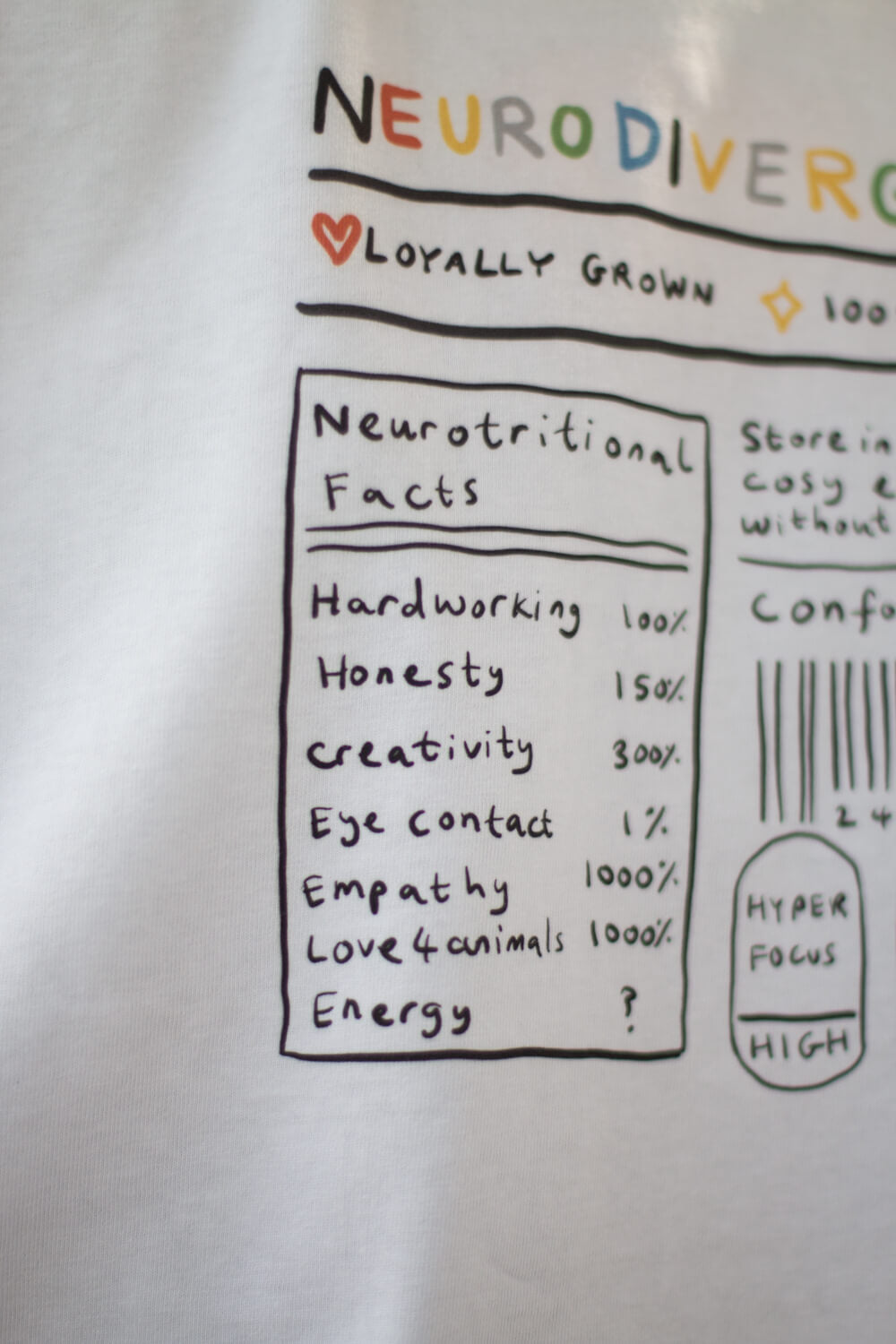 Neurodiversity food label Oversized Tee