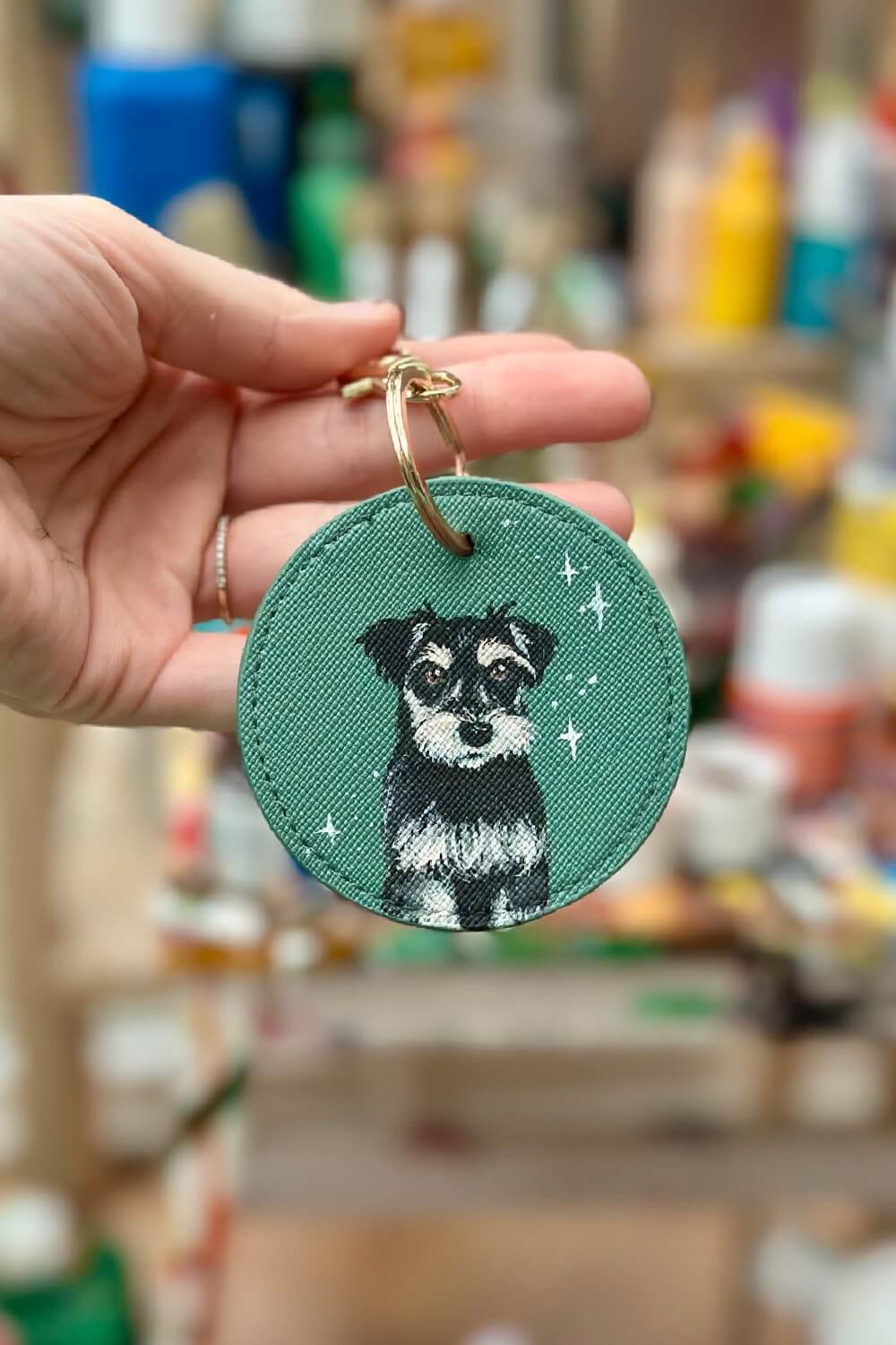 Pet Portrait Hand Painted Key Ring, custom made