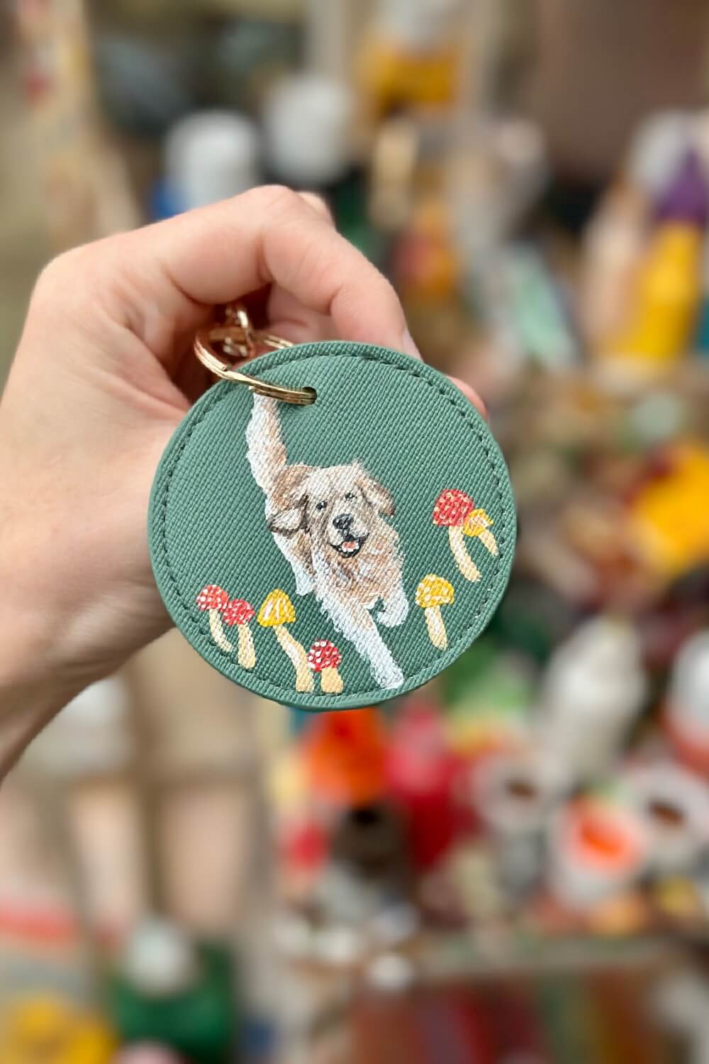 Pet Portrait Hand Painted Key Ring, custom made