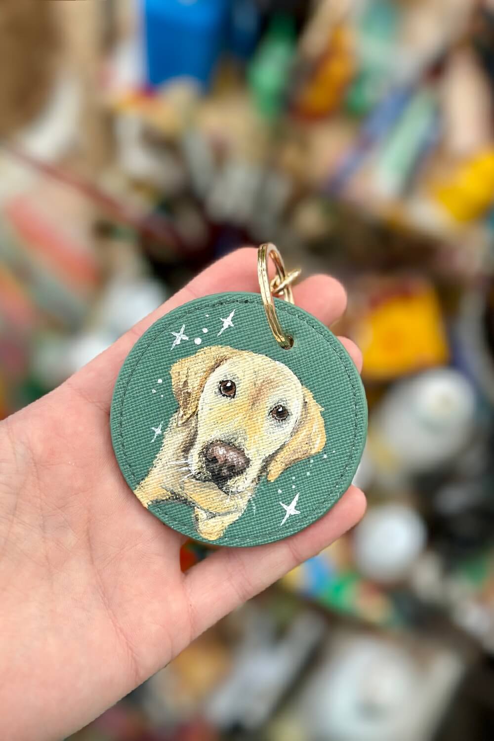 Pet Portrait Hand Painted Key Ring, custom made