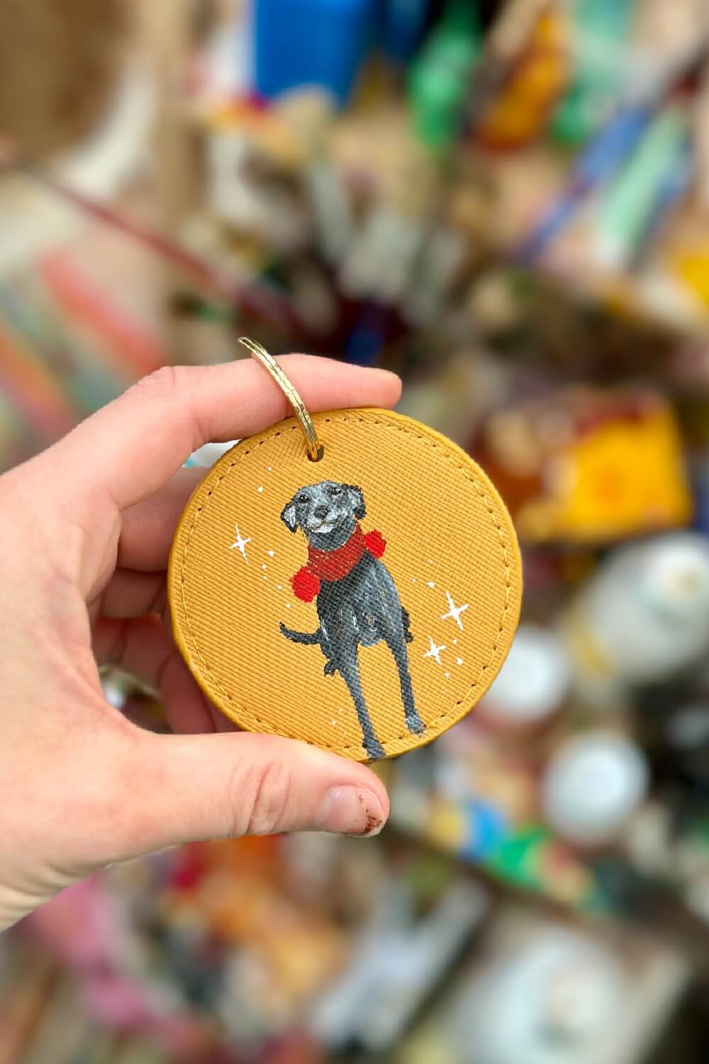 Pet Portrait Hand Painted Key Ring, custom made