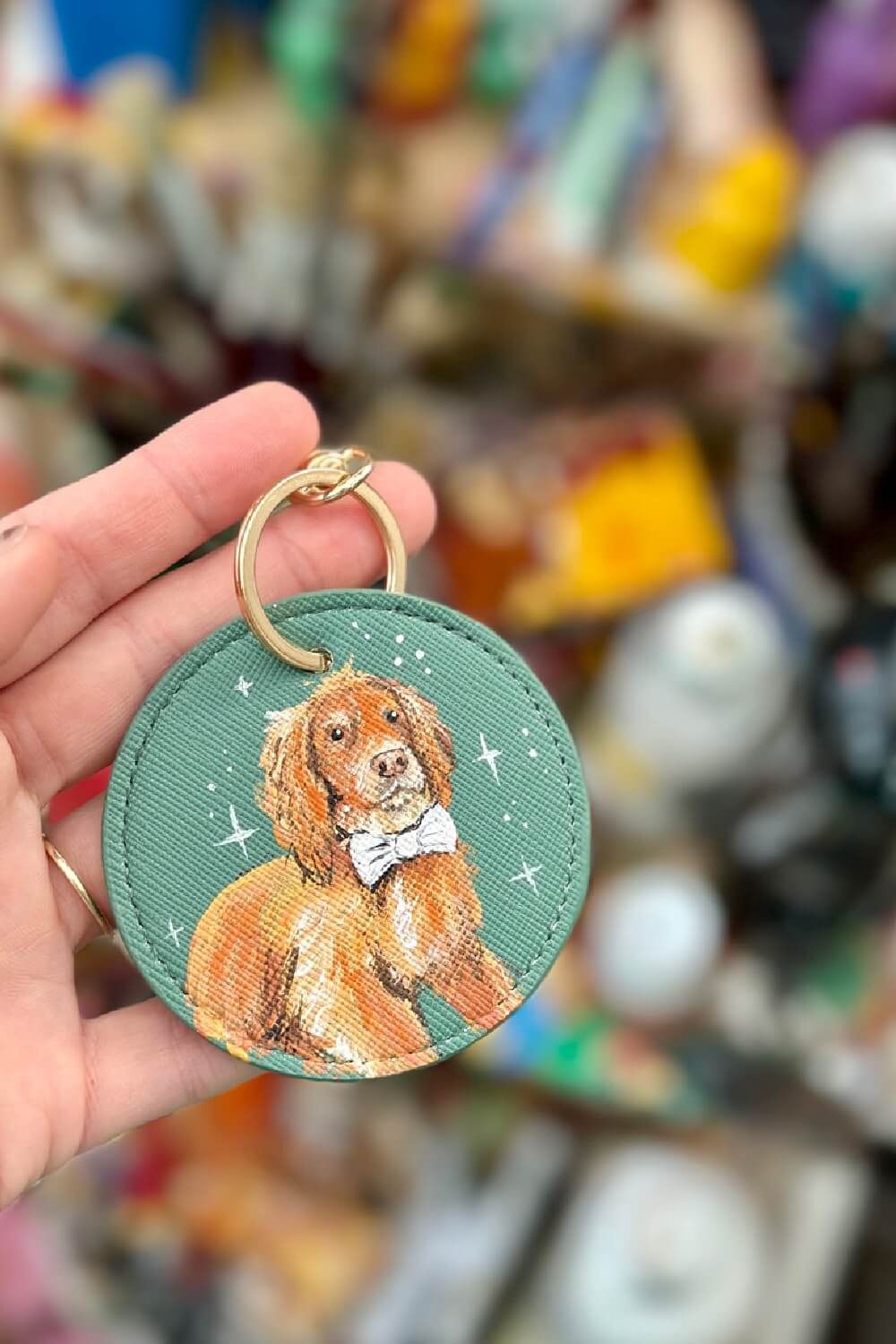 Pet Portrait Hand Painted Key Ring, custom made