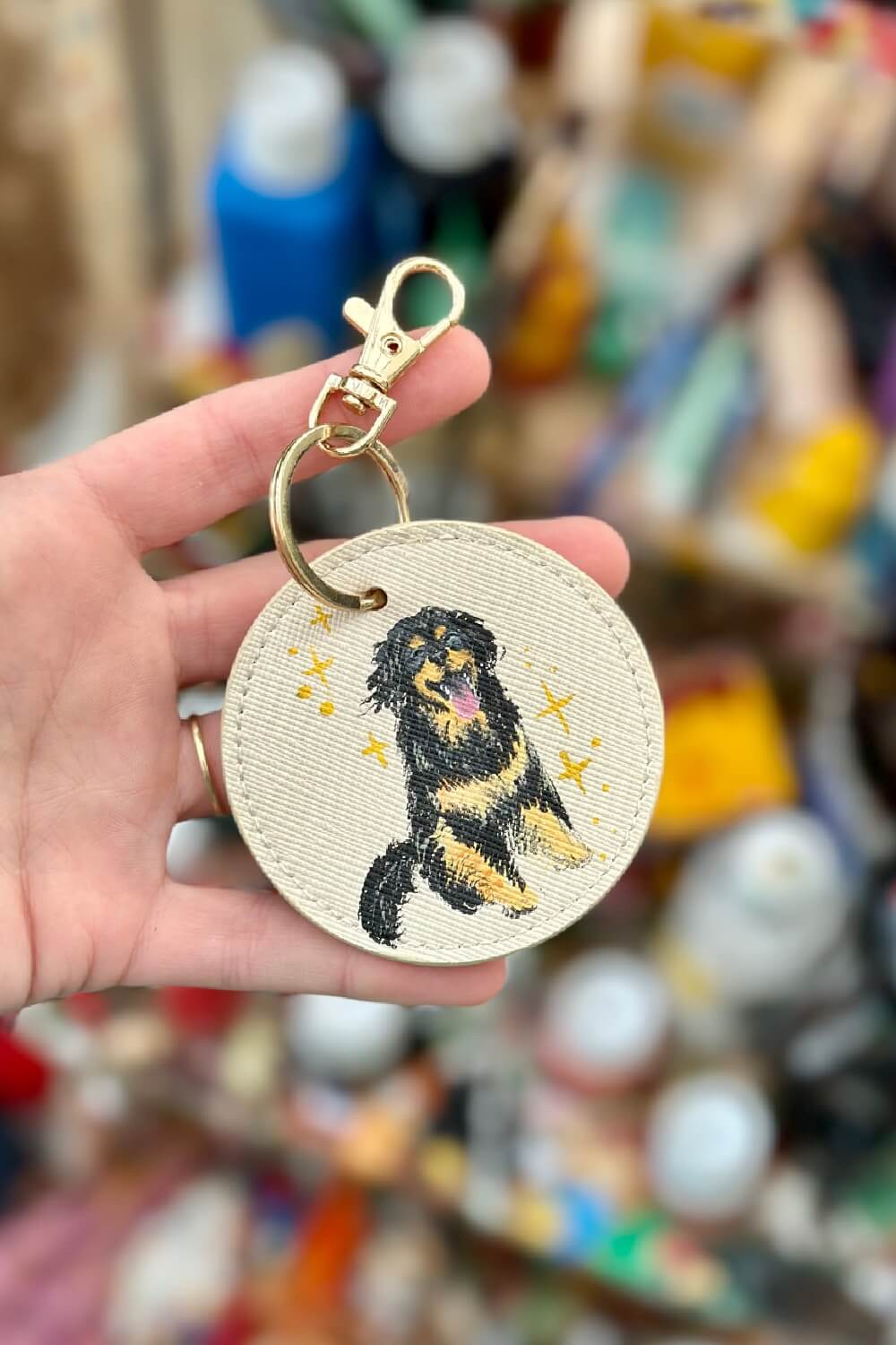 Pet Portrait Hand Painted Key Ring, custom made