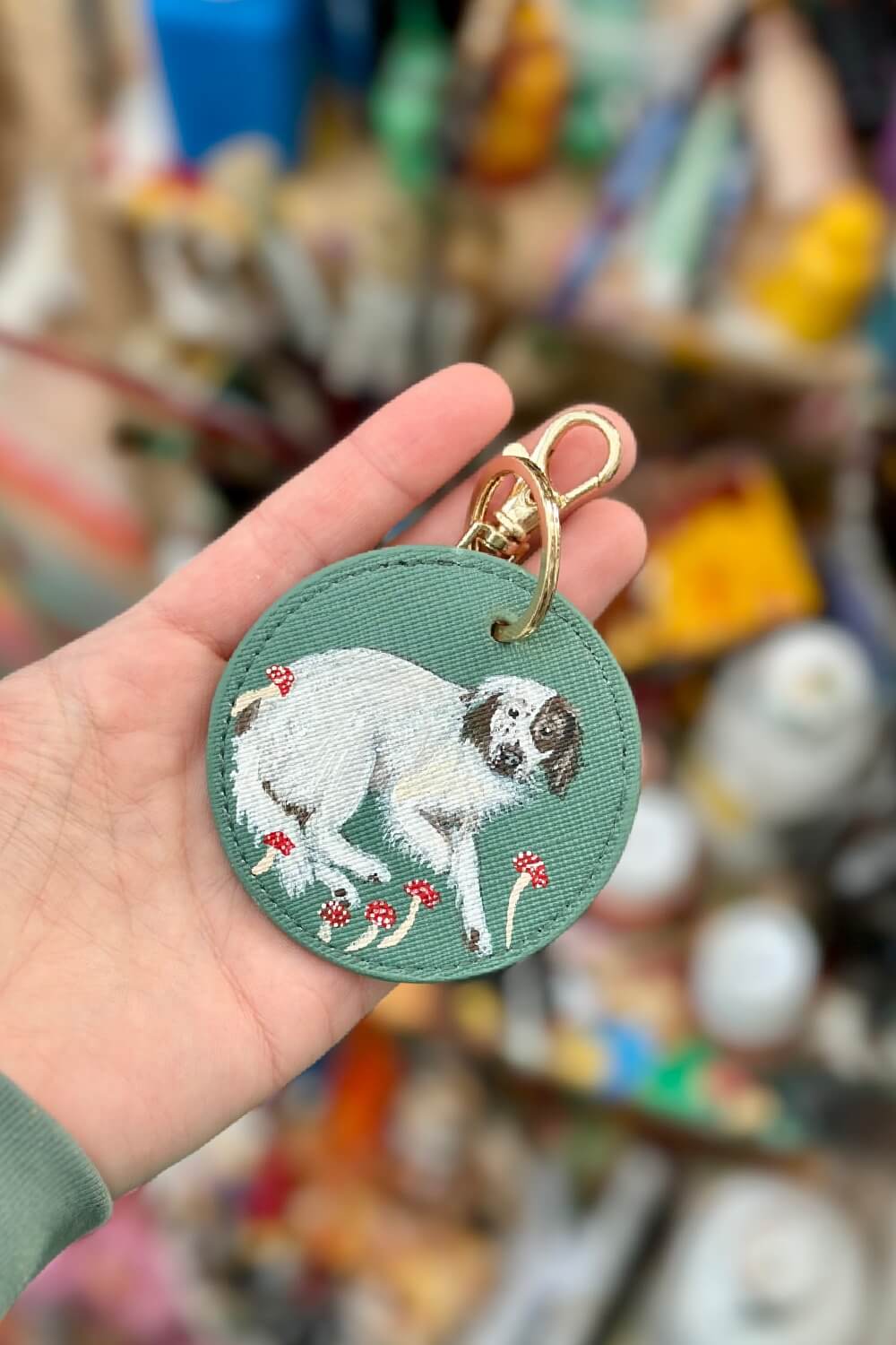 Pet Portrait Hand Painted Key Ring, custom made