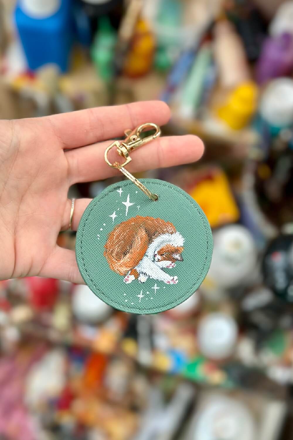 Pet Portrait Hand Painted Key Ring, custom made