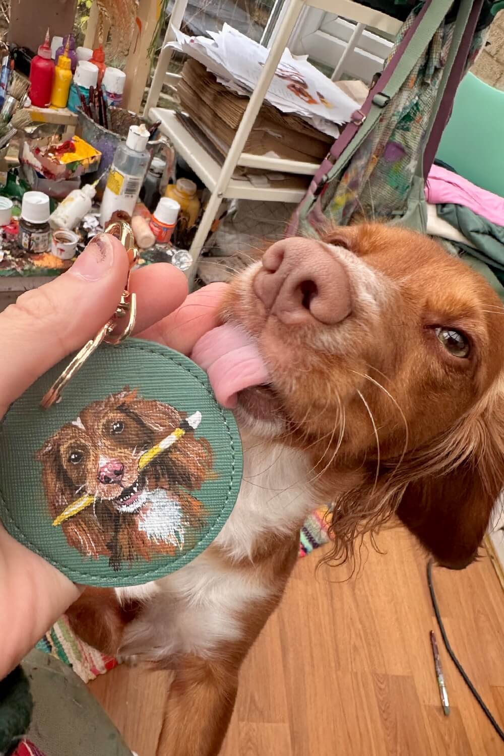 Pet Portrait Hand Painted Key Ring, custom made