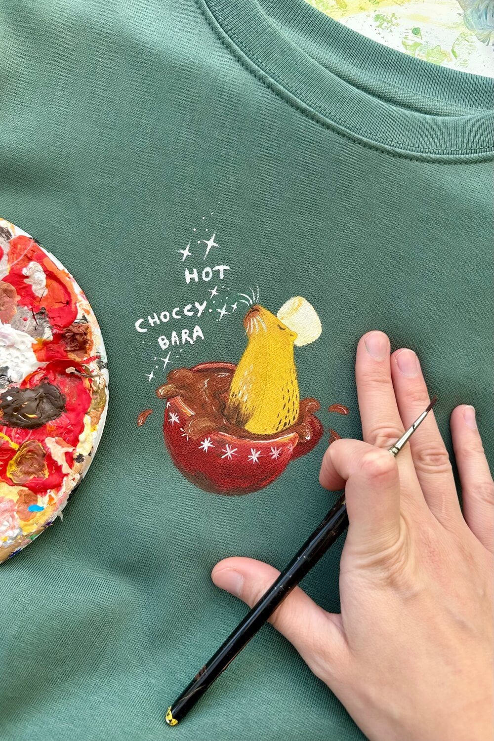 Hand Painted Hot Choccybara on any garment (Limited edition 48hrs)