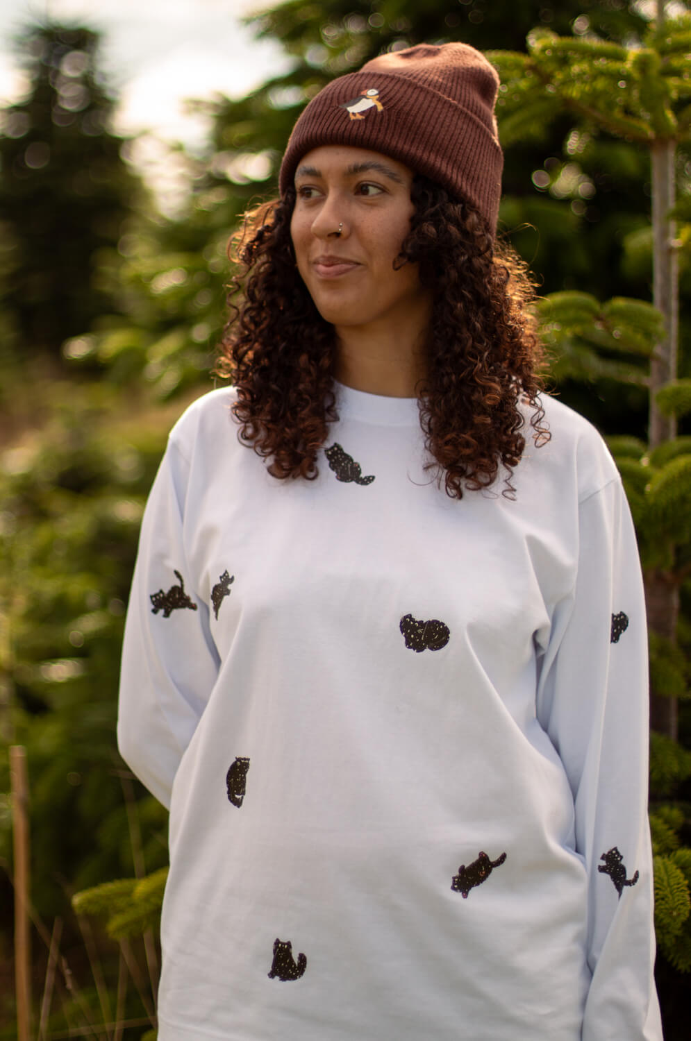 Snowy cats oversized top