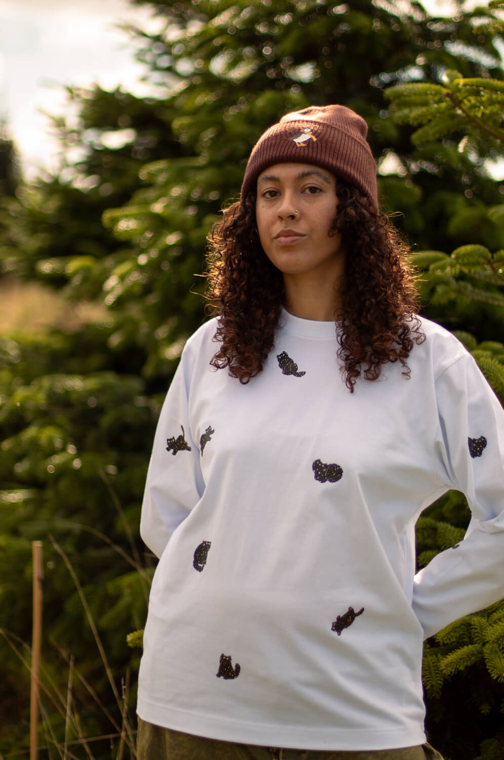 Snowy cats oversized top