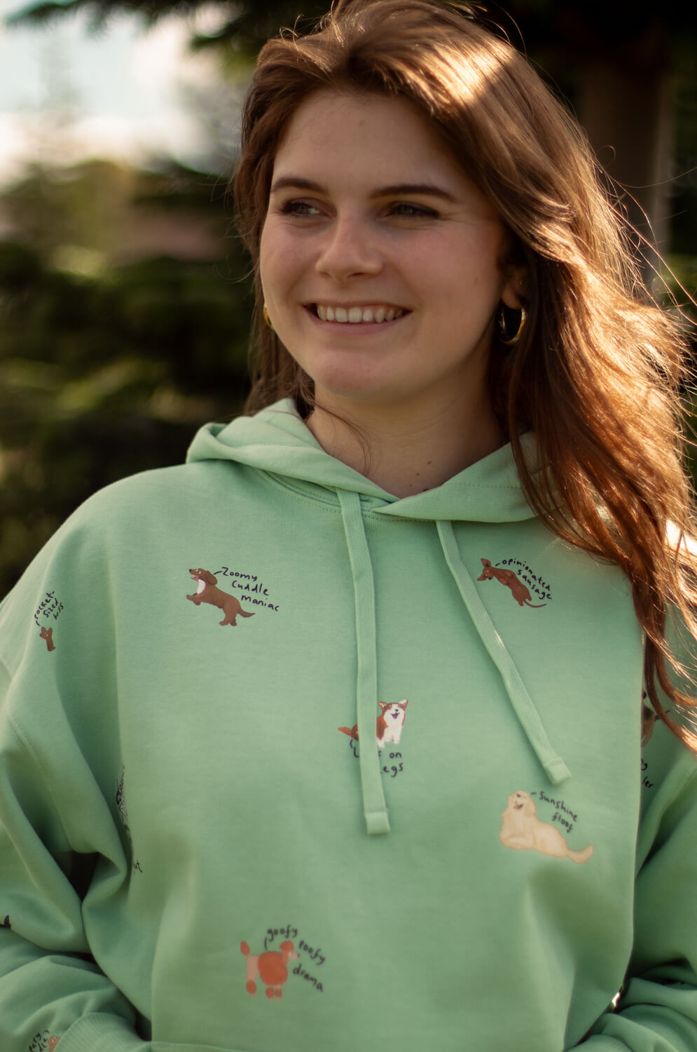 Dog Breeds Oversized Hoodie, quirky phrases edition
