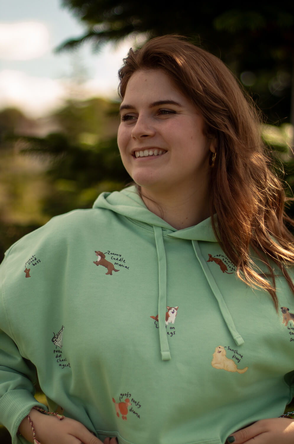 Dog Breeds Oversized Hoodie, quirky phrases edition