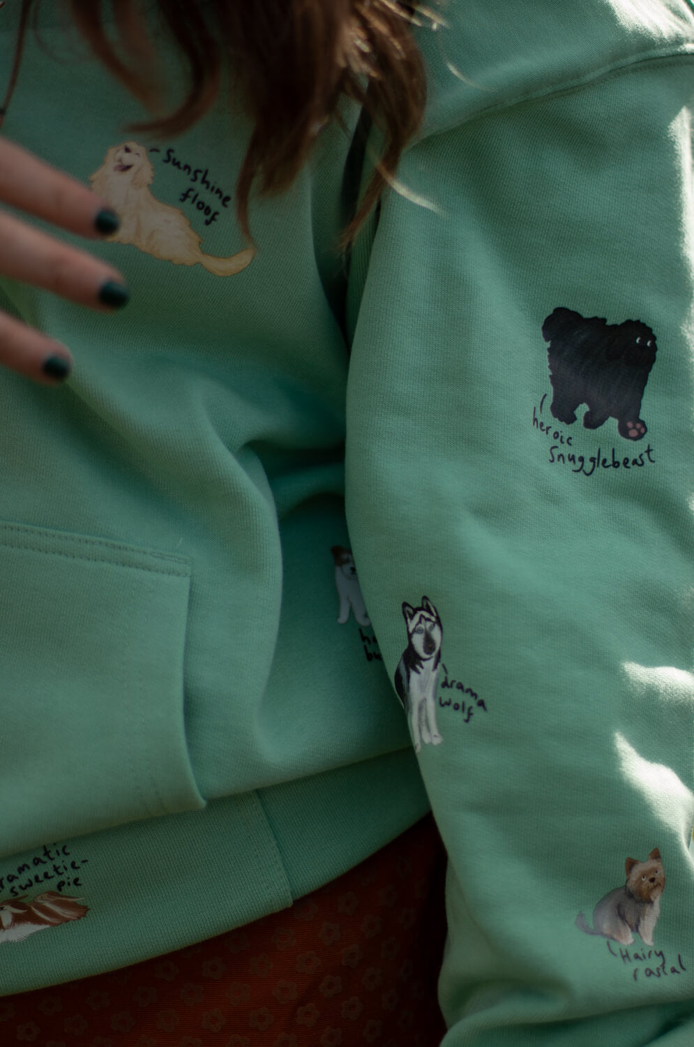 Dog Breeds Oversized Hoodie, quirky phrases edition