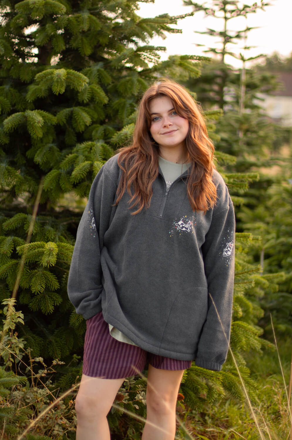 Floating cows 3/4 zip fleece