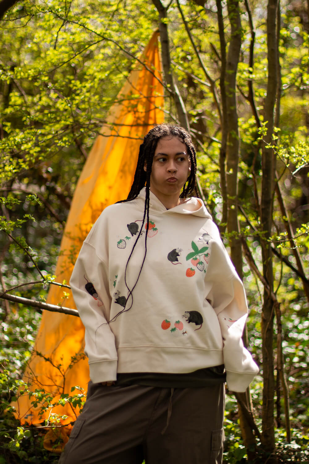 Opossums & Strawberries Oversized Boxy Hoodie