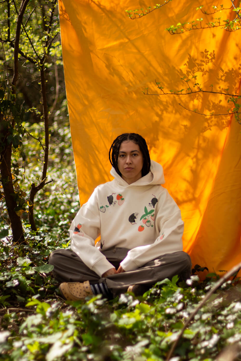 Opossums & Strawberries Oversized Boxy Hoodie