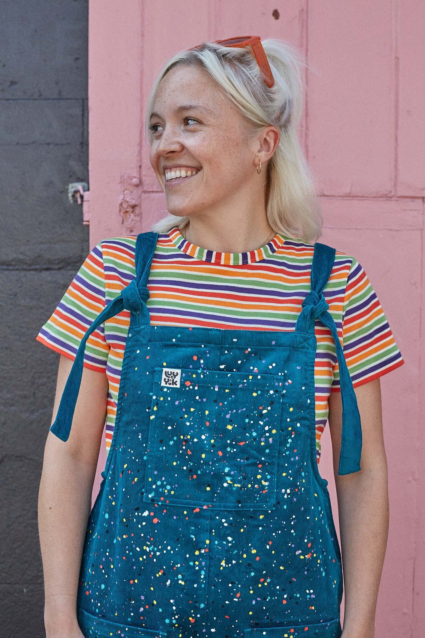 Hand painted Lucy and yak confetti dungarees