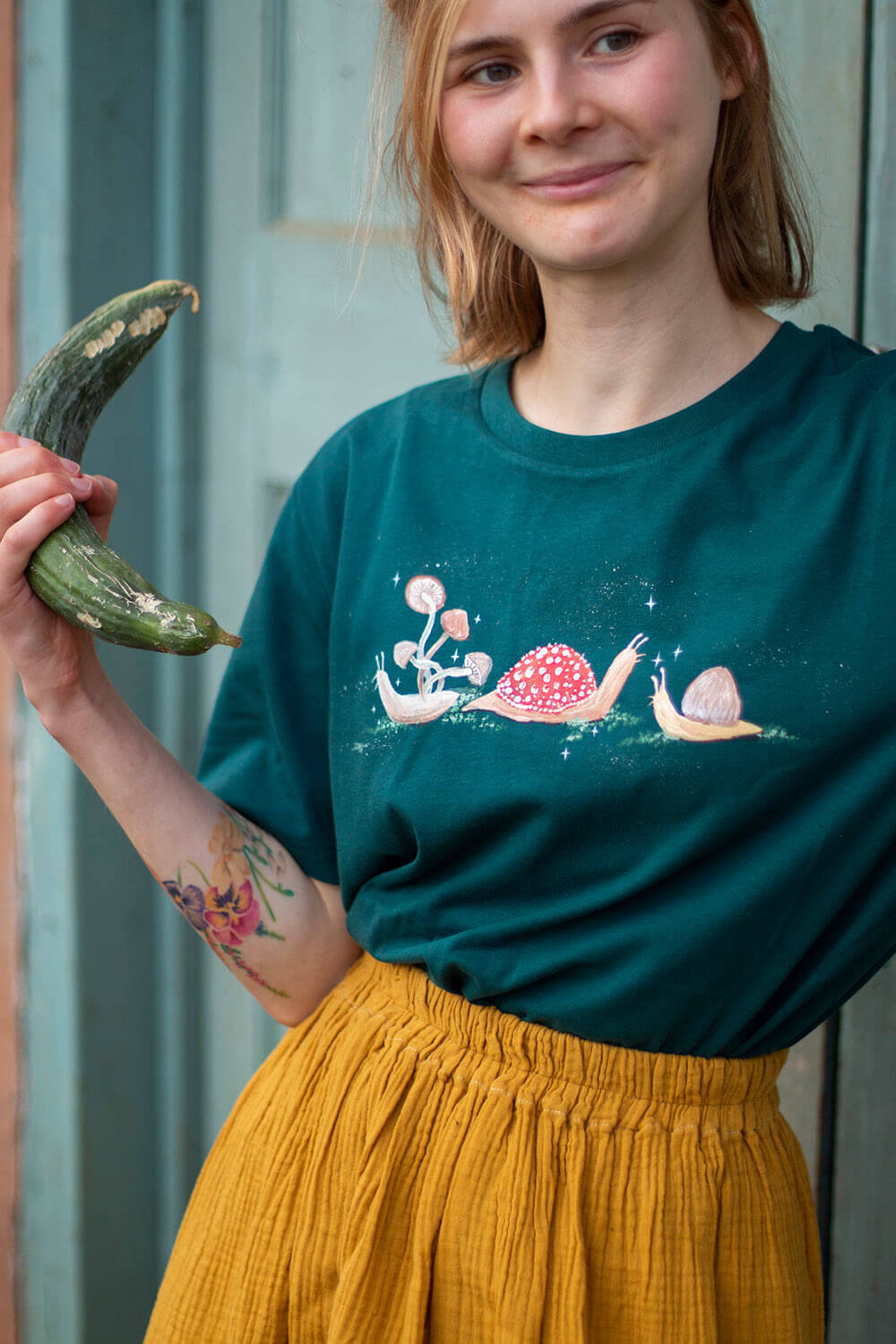 Hand painted snail mushrooms T-shirt 