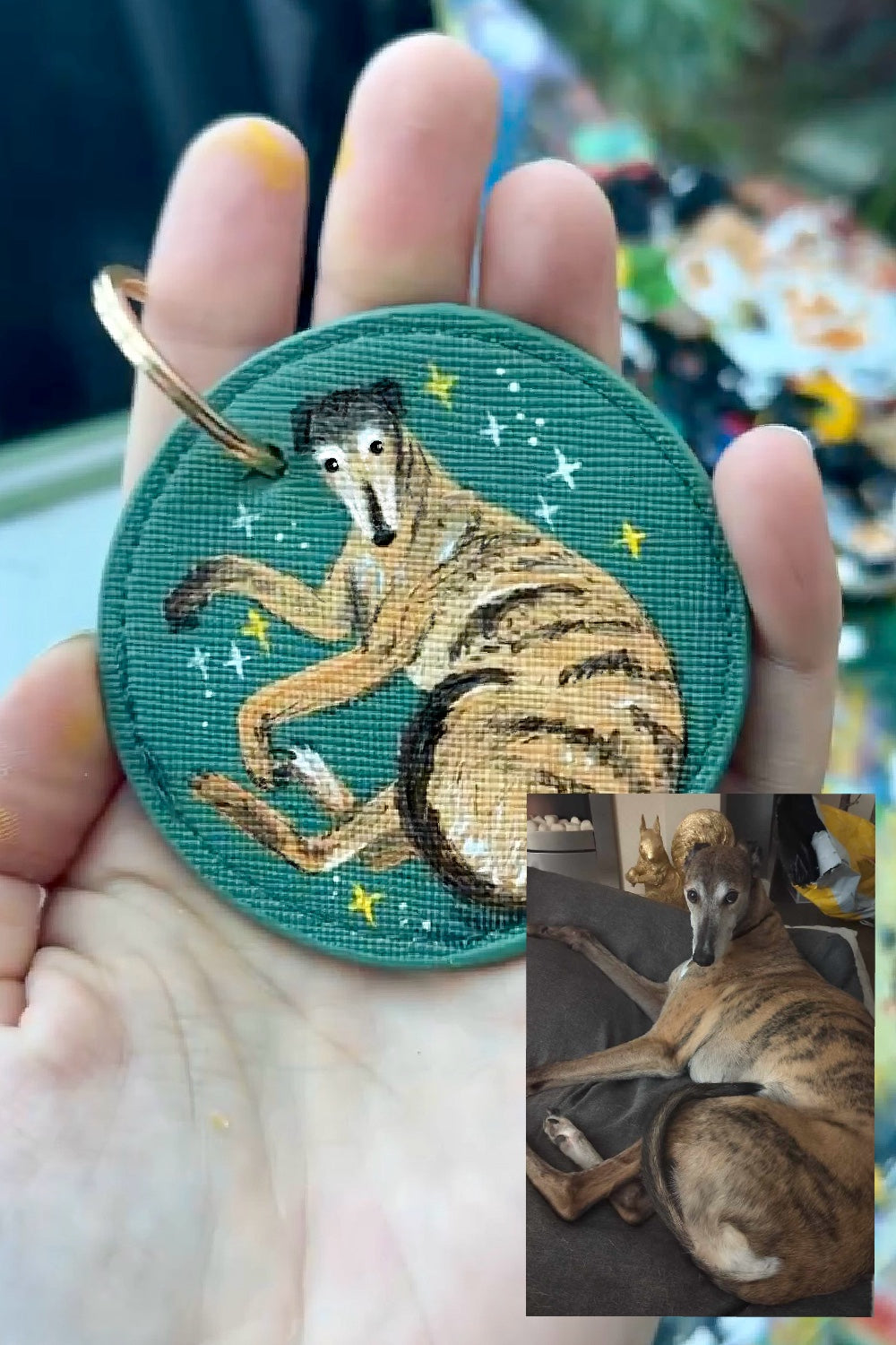 Pet Portrait Hand Painted Key Ring