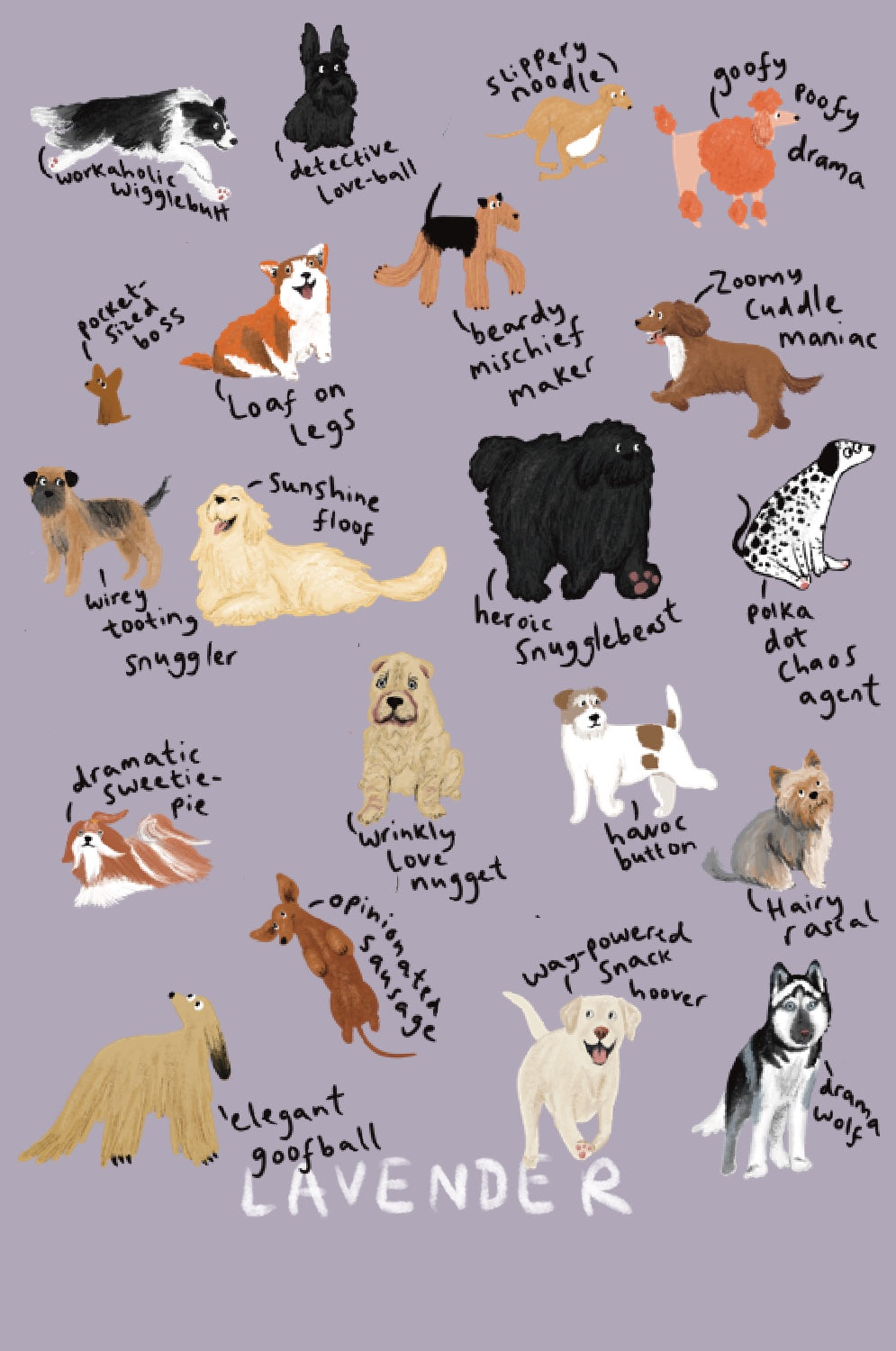 Dog Breeds T-shirt- quirky phrases edition