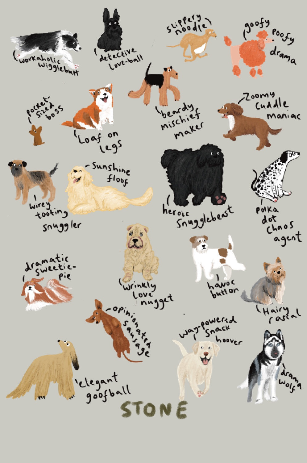 Dog Breeds T-shirt- quirky phrases edition