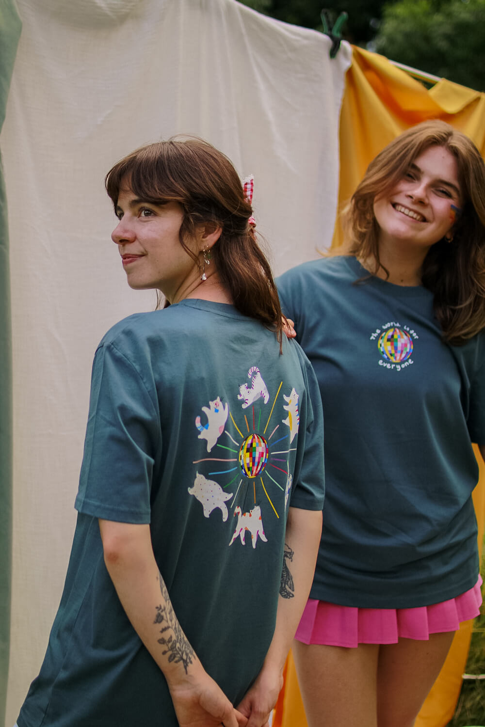 Pride Disco cats charity T-shirt, collaboration with Katie Budenberg, FOR AKT charity