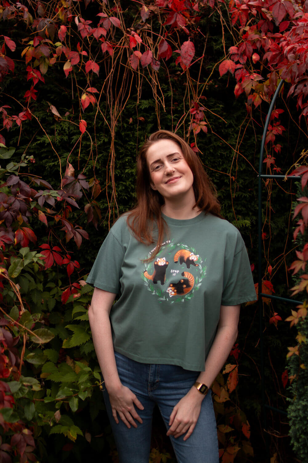 Red pandas, stop it, boxy-fit t-shirt